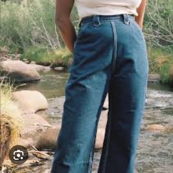 Rudy Jude Sailor Jeans Sz 5 | High Waisted Wide Leg Organic Cotton Dark Navy USA - Picture 1 of 9